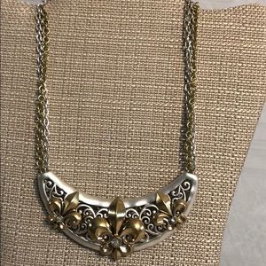 Silver and gold fleur de Lis necklace